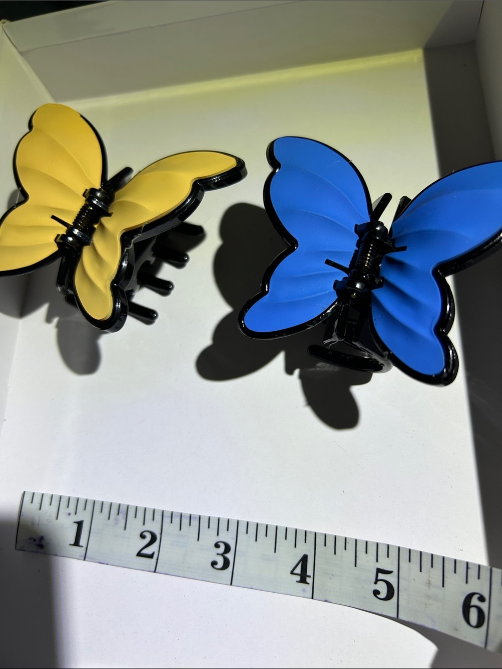 Butterfly Hair Claw Clips for Kids - Blue & Yellow